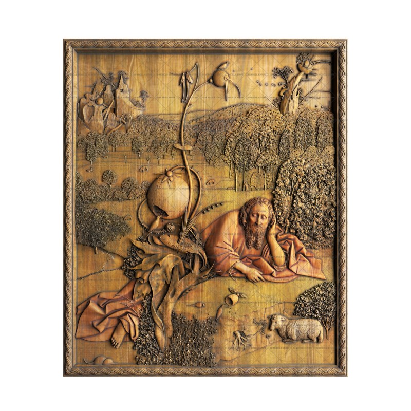 Saint John the Baptist in the Desert, Hieronymus Bosch, 3d models (stl)