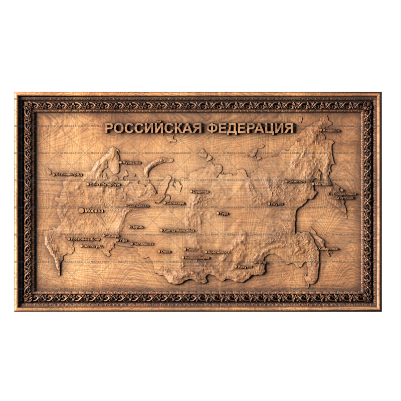 Panel Map of Russia, 3d models (stl)