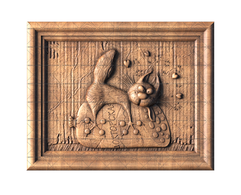 Cat with sausage, 3d models (stl)