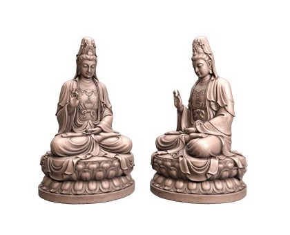 Guanyin on lotus, 3d models (stl)