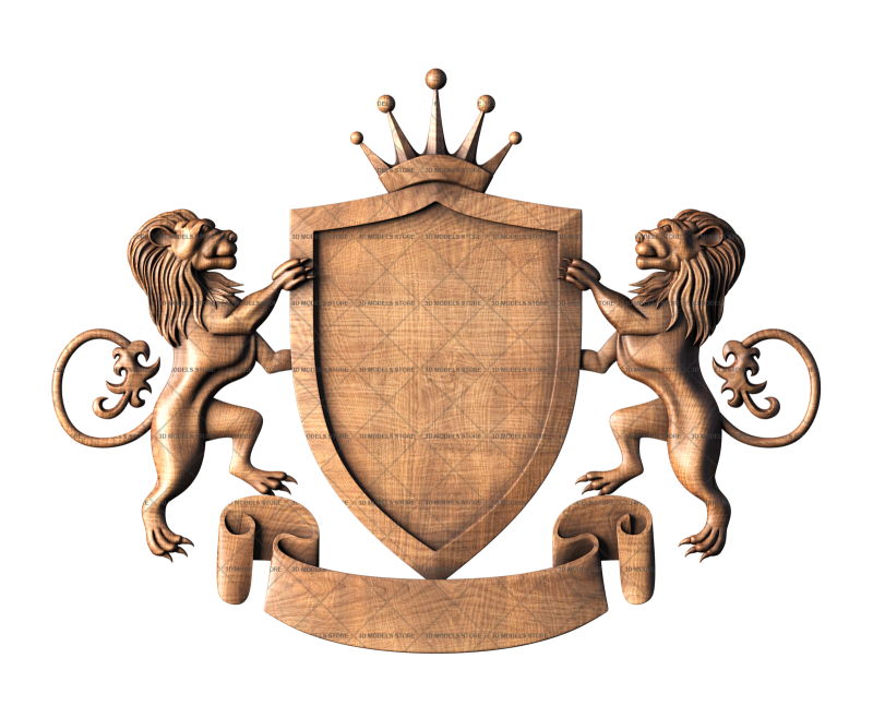 Coat of arms shield and lions, 3d models (stl)