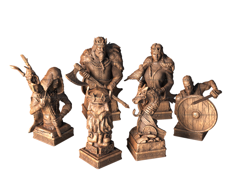 Chess set with the Vikings, 3d models (stl)