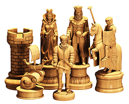 Designer chess set, 3d models (stl)