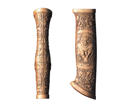 Patterned handle with a bull, 3d models (stl)