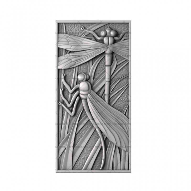 3D panel with dragonflies, 3d models (stl)