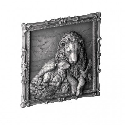 Panel lion with a lamb, 3d models (stl)